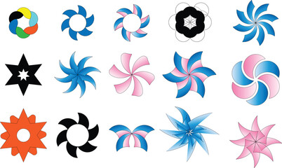 Obraz premium A colorful set of colorful designs with the word Quot flower Quot on it. 