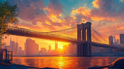 Obraz premium city ​​and huge bridge