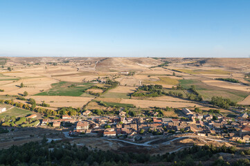 Views from Castrojeriz Castle to the "Carealera plateau" in the Castilla y Leon countryside in Burgos.