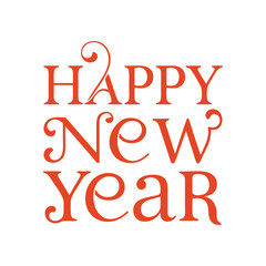 Happy New Year writing calligraphic lettering typography design vector illustration. Hand drawn vector art.