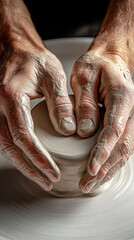 Fototapeta premium Hands crafting clay pottery - artistic ceramic creation for design inspiration