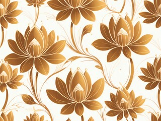 Golden Lotus Flowers Pattern