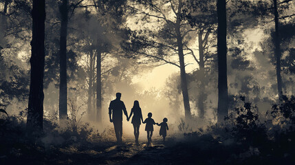 family silhouette background