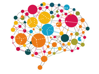 a colorful brain with dots and lines