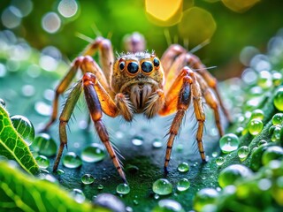 A spider's web, a perfect circle, hangs from a crimson leaf, a fleeting moment captured in macro photography.