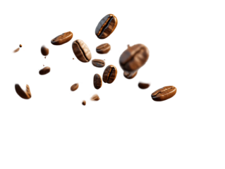 coffee beans floating in the air