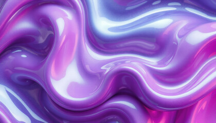Obraz premium vibrant abstract wave pattern in shades of purple and blue, creating fluid and dynamic visual effect. glossy surface enhances sense of movement and depth