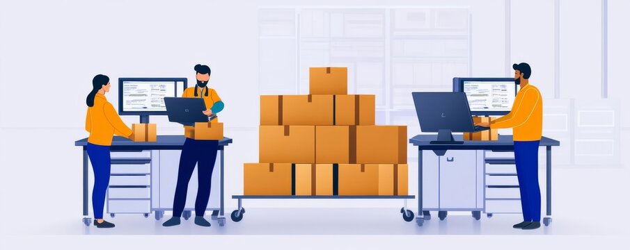 Team processing return packages, quality control, efficient workflow