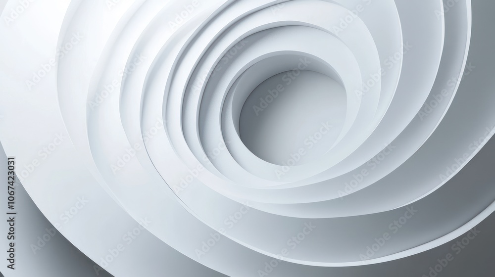 Poster Abstract white spiral design creating a sense of depth and movement.