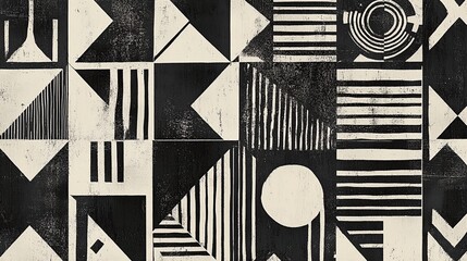 Abstract Geometric Black and White Pattern