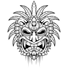 Hand drawn of tiki mask