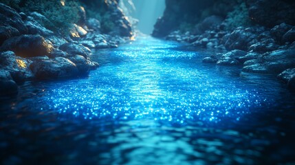 Obraz premium Discover the tranquil beauty of a sparkling river in a majestic natural landscape