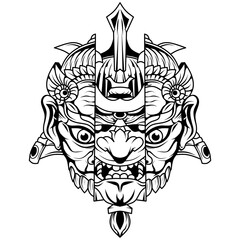 Obraz premium Hand drawn of warrior mask