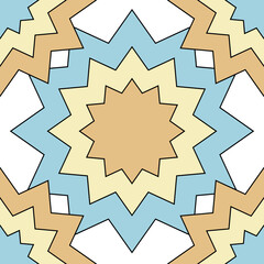 Warm Earth Tones and Blue Starburst Pattern