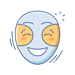  happy face mask vector art,  flat illustration  happy face mask icon