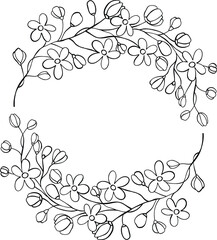 Minimalistic floral element. Minimal boho floral frames and bouquets, organic decorative simple minimalistic floral icon. Vector isolated icon on white background