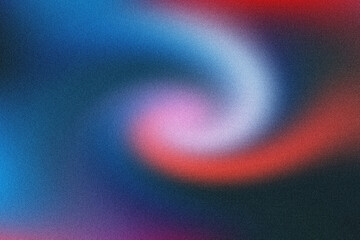 Abstract grainy gradient swirl background with blue, red, and pink tones, blurred background, color blending effect, aesthetic soft texture