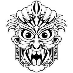 Hand drawn of tiki mask