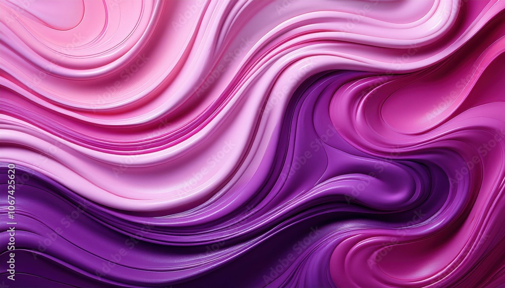 Poster luxurious abstract 3d waves in gradient pink and purple tones. elegant layered texture with flowing 