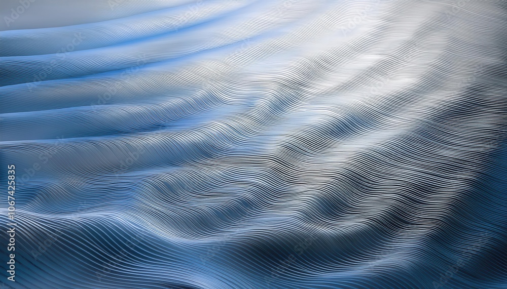 Aufkleber Abstract Minimalist Blue Wave Patterns. Flowing Lines and Textured Surfaces Representing Serenity, Movement, and Organic Fluidity for Concepts in Design, Calm, and Nature Inspired Aesthetics