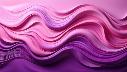 Naklejka premium Luxurious Abstract 3D Waves in Gradient Pink and Purple Tones. Elegant Layered Texture with Flowing Curves for Modern Interior Design, Branding Visuals, and Vibrant Digital Backgrounds