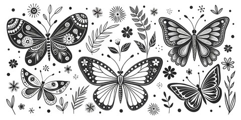 Boho Butterfly Silhouette Nursery Art