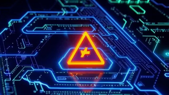 caution warning sign indicates digital technology system error danger website maintenance notice symbol  4K Video
