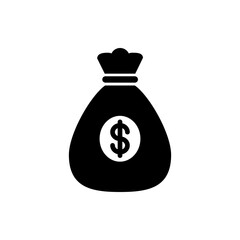 Bank bag simple icon vector. Flat design. White background