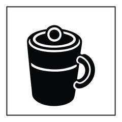  Minimalist Simple and black silhouette Hot coffee cup in white background