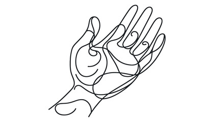 The hand is drawn with one continuous line.