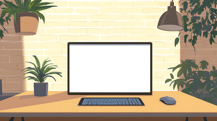 Fototapeta premium Cozy Home Office Setup for Remote Work Efficiency