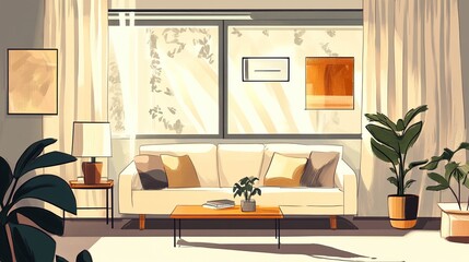 Sunlit Living Room Interior