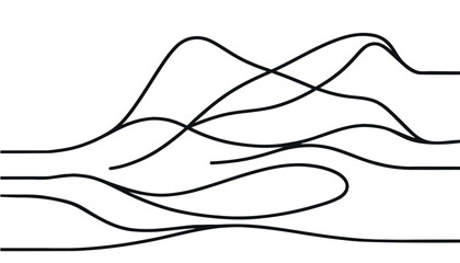Continuous one line art hand drawn pro vector minimalist mountain illustration