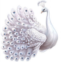 Fototapeta premium White Peacock Isolated