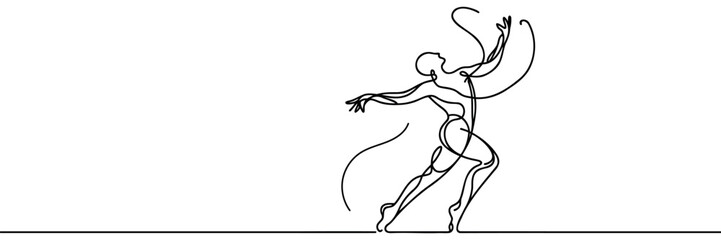 Dynamic dancing One continuous single line hand drawing line art.