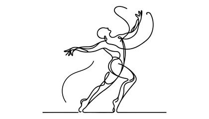 Dynamic dancing One continuous single line hand drawing line art.