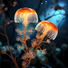 Image of transparent unique jellyfish from the bottom of the ocean.
