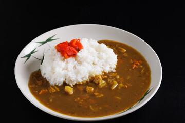 japanese pork curry japanese food isolate in black background