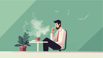 Illustration of a smoker. A guy with a cigarette. Bad habit. Addiction.