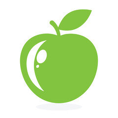 Green apple vector illustration. apple fruit icon. Green apple isolated on white background.