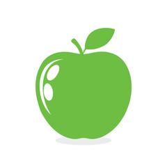 Green apple vector illustration. apple fruit icon. Green apple isolated on white background.