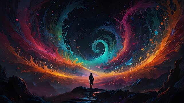 people radiating psychic wave, background Created with Generative AI technology.