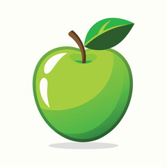 Green apple vector illustration. apple fruit icon. Green apple isolated on white background.