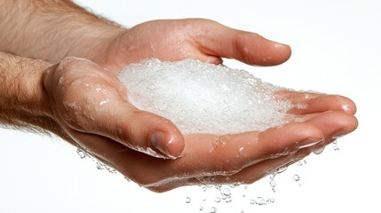 Fototapeta premium Clean Hands Soap Suds Hygiene Purity Water Drops