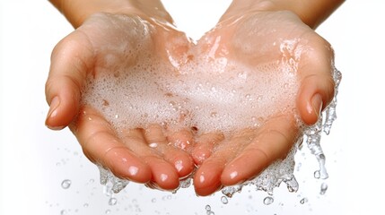 Fototapeta premium Clean Hands Water Soap Hygiene Purity Bubbles Foam Skincare Wellness Washing