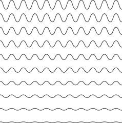 Water wave, sea wave, Wavy line set. Line water waves icon, sign vector. Set of seamless wavy - curvy and zigzag - criss cross horizontal lines. Water logo, symbol or sign vector collection.