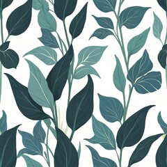 Elegant Seamless Pattern of Lush Green Leaves