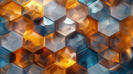 Illustration abstraite de motifs hexagonaux de nid d'abeille en 3D, design g&eacute;om&eacute;trique moderne et minimaliste