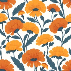 Orange and Yellow Flowers Pattern
