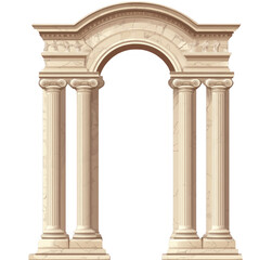 Obraz premium Stately columns arch, in a beige color, with a transparent background, PNG 